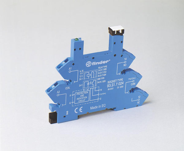 Finder 93.51.7.024 DIN-Rail screwless terminal (Spring Clamp) socket for 34 Series relay