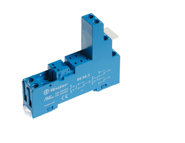Finder 95.93.30SPA DIN-Rail screw terminal (Box Clamp) socket for 40 Series relay, 3.5mm pinning (black), including Clip 094.91.3