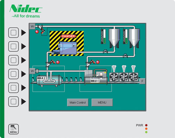 Nidec-Control Tech CTVUE-308E 8.4" 640x480 32k Color TFT touch screen, 2 Ethernet, RS485, 2-RS232, 2-USB host ports, USB programming port and Compact Flash