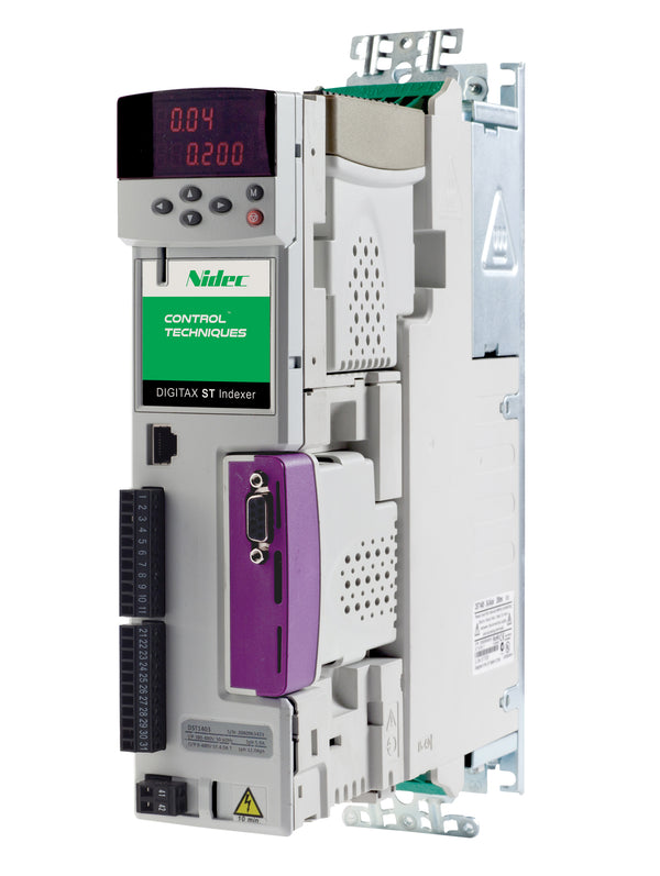 Nidec-Control Tech DST1202I Digitax ST Indexing Servo Drive without Keypad, 230VAC (1?) or 3? Input, Output Current (2.4) 3.8Arms cont, (4.8) 11.4Arms peak, Encoder Feedback