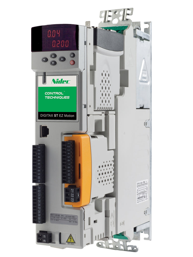 Nidec-Control Tech DST1203Z Digitax ST EZMotion Servo Drive without Keypad, 230VAC (1?) or 3? Input, Output Current (2.9) 5.4Arms cont, (5.8) 16.2Arms peak, Encoder Feedback