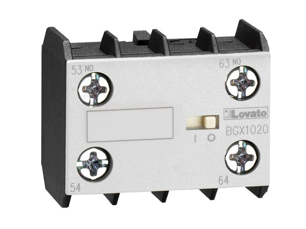 Lovato 11BGX1111 Auxiliary contacts for reversing and changeover assemblies. Screw terminals
