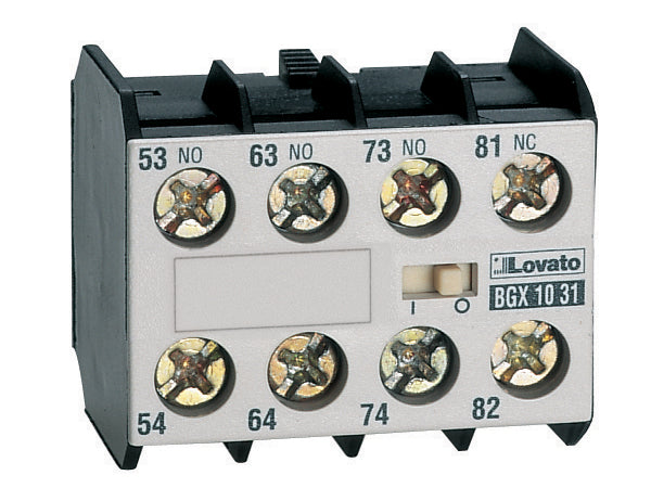 Lovato 11BGX1122 Auxiliary contacts for reversing and changeover assemblies. Screw terminals