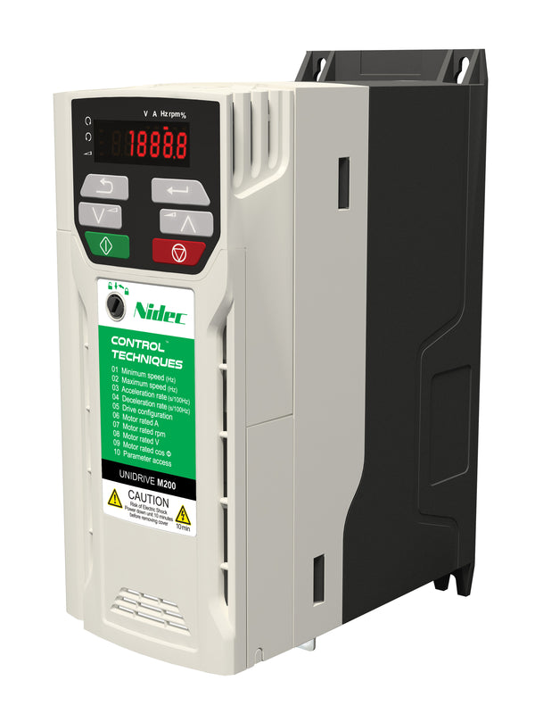Control Techniques M200-03400073A10101AB100 Unidrive M200, 460VAC, Max Cont Output Current (hp): Normal Duty - 7.3A (3HP), Heavy Duty - 7.3A (3)