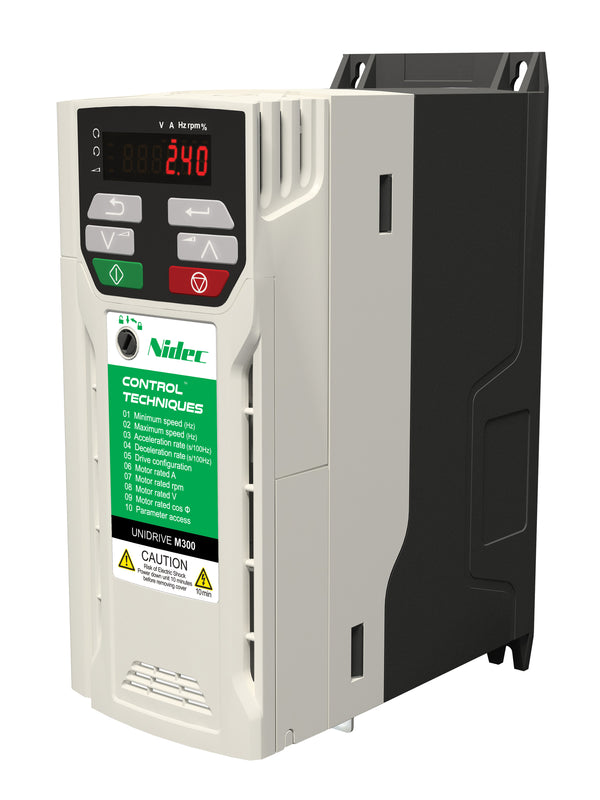 Control Techniques M300-03400073A10101AB100 Unidrive M300, W/DSTO, 460VAC, Max Cont Output Current (hp): Normal Duty - 7.3A (3HP), Heavy Duty - 7.3A (3)