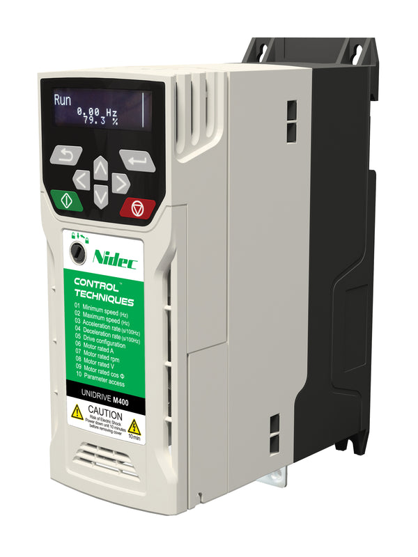 Control Techniques M400-02400041A10101AB100 Unidrive M400, No Keypad, 460VAC, Max Cont Output Current (hp): Normal Duty - 4.1A (2HP), Heavy Duty - 4.1A (2)