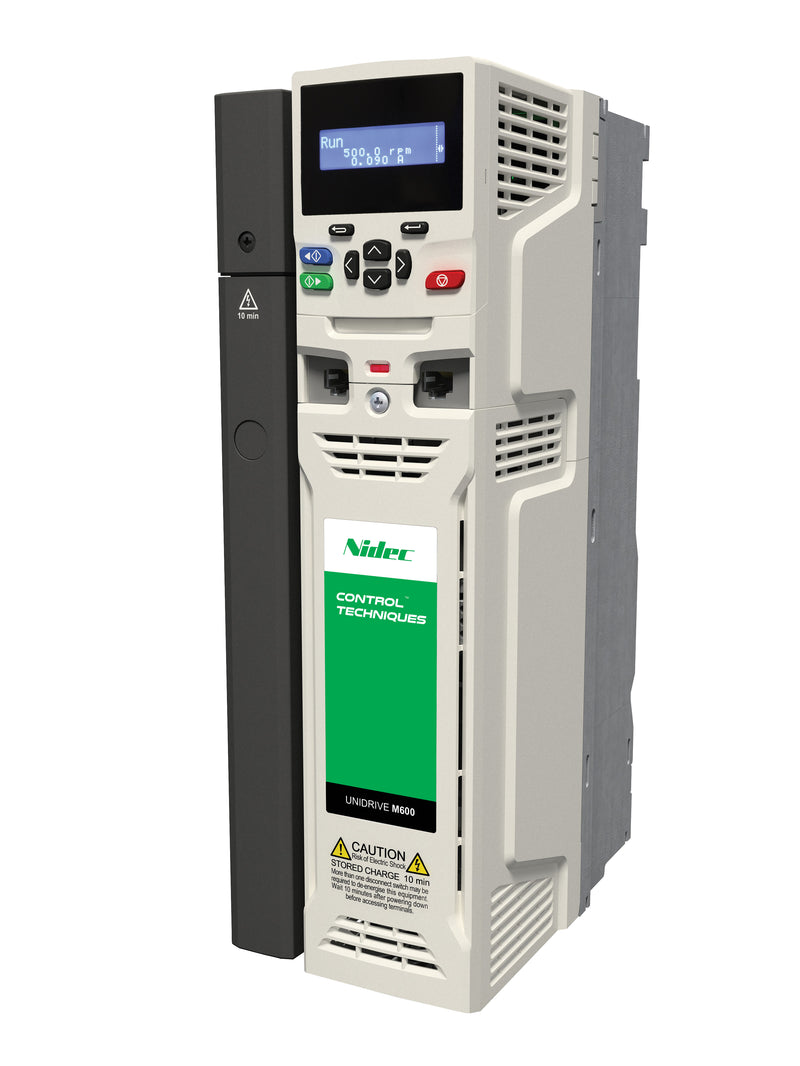 Control Techniques M600-04200185A10101AB100 Unidrive M600, No Keypad, 230VAC, Max Cont Output Current (hp): Normal Duty - 24A (7.5HP), Heavy Duty - 18.5A (5)