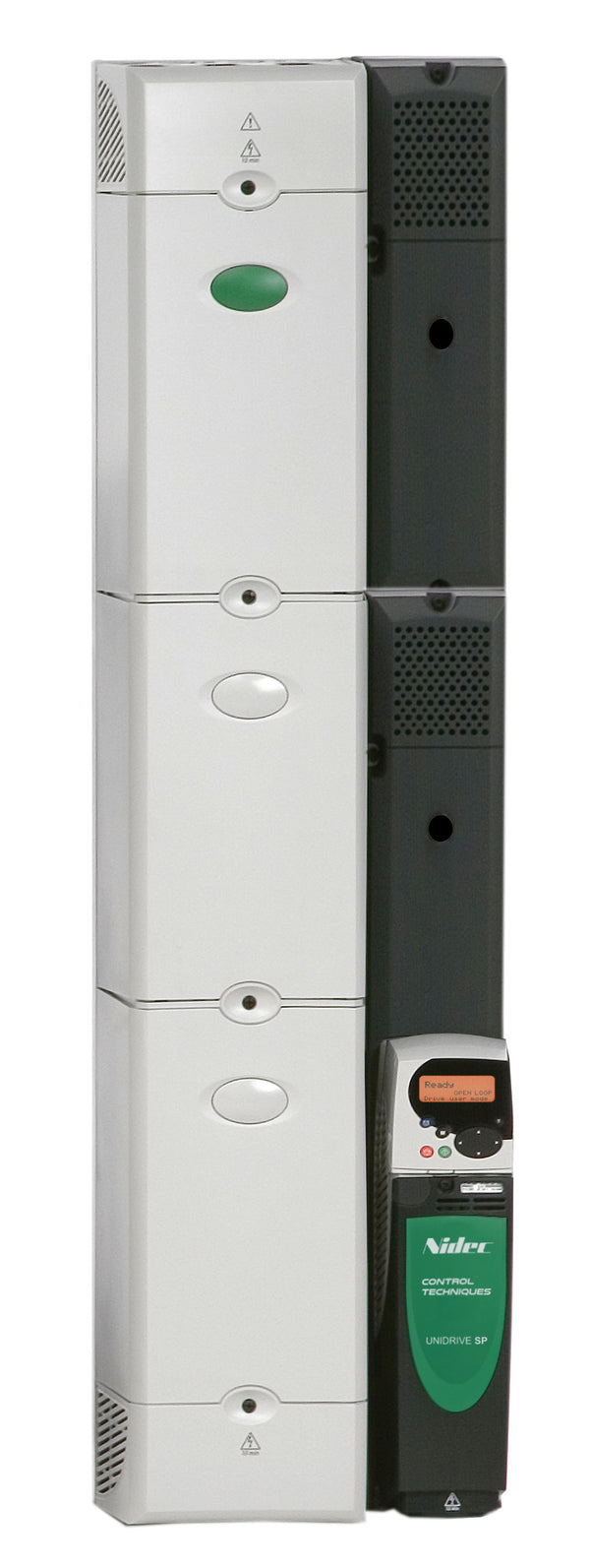 Control Techniques SP6401 Unidrive SP without Keypad, 460Vac, Max Cont Output Current (hp): Normal Duty - 205A (150hp), Heavy Duty - 180A (150hp), Requires 24vdc ps.  Use MLP-005-00 